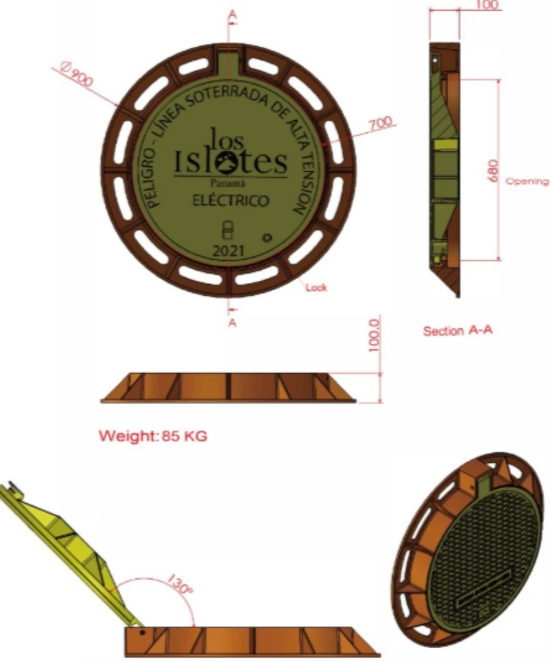 غطاء فتحة الحديد الدكتايل. غطاء فتحة الحديد الدكتايل.